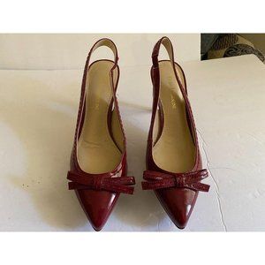 Enzo Red Patent Slingback Heel Bow 7M